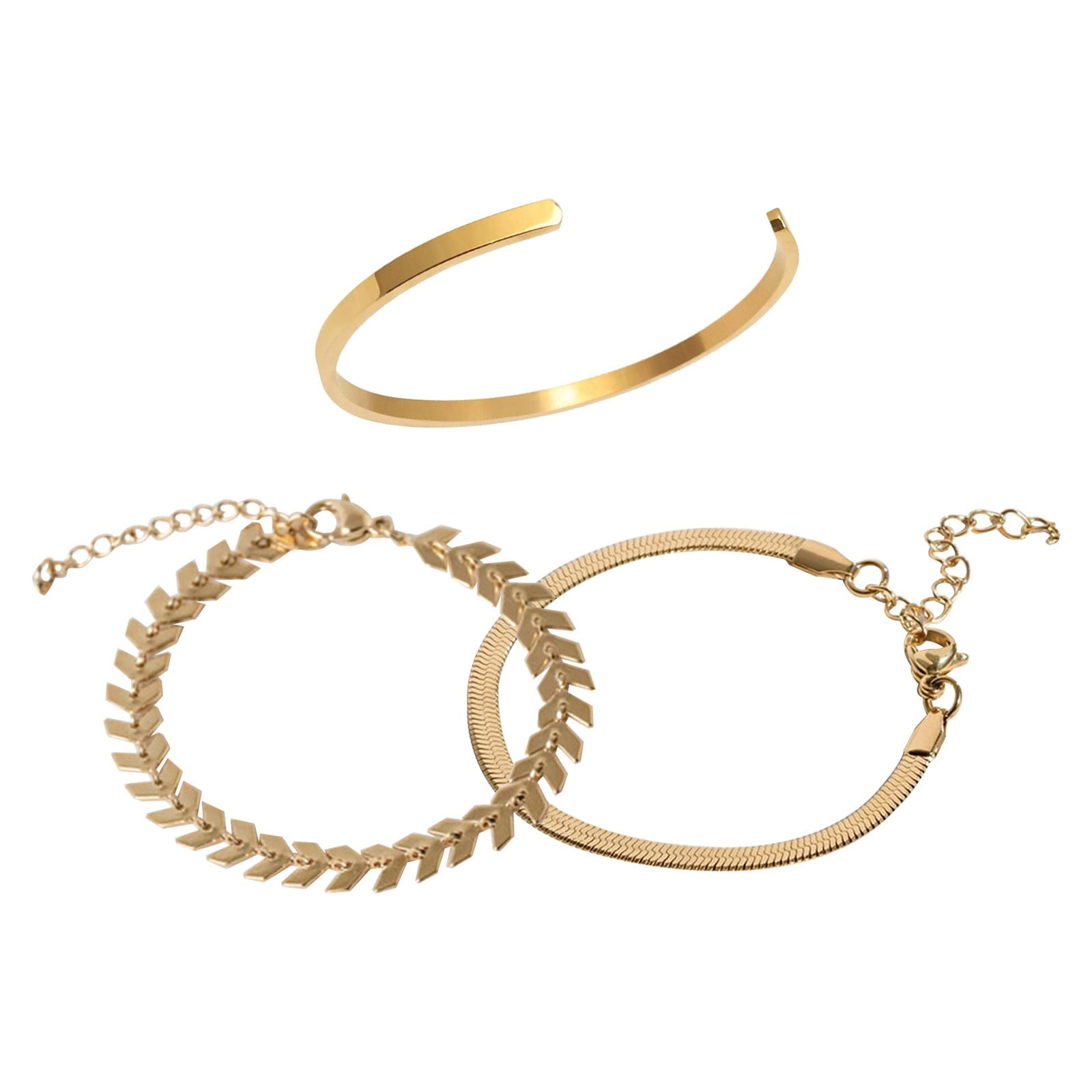 3pcs Classic Fashion Bone Chain Bracelet Glossy Bracelet Accessories