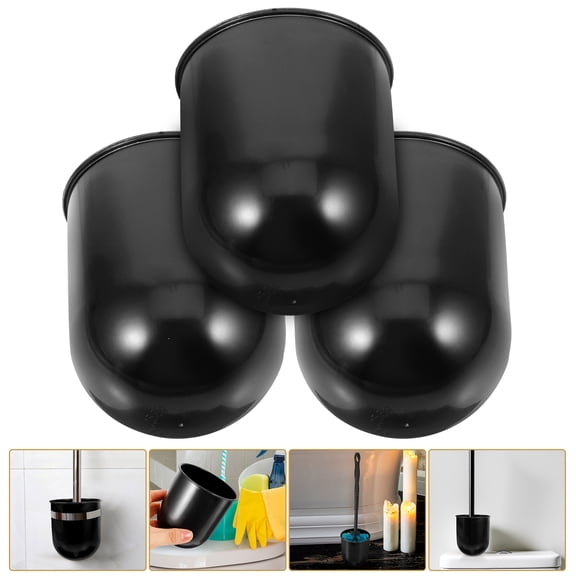 Raindrops 3-Pack Black Plastic Cleaning Brush Holders with Compact Cup Design for Home Storage and Organization