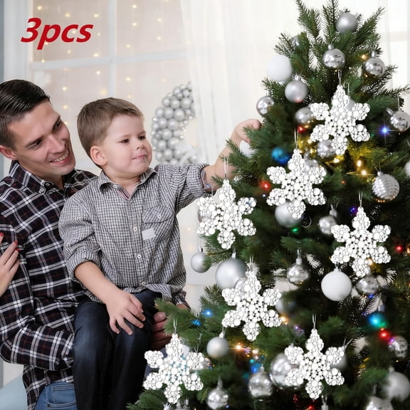 3pcs Clear Acrylic Snowflake & Angel Christmas Pendants - Crystal-Like Hanging Decor for Trees, Transparent Ice Crystal Design, Lightweight Material, Enhances Festive Sparkle, 3.93*3.74in