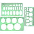 thumbnail image 1 of 3pcs Clear Green,Circle Stencils Oval Stationery Template Plastic Measuring Templates Geometric Rulers Set for Drafting, Drawing, 1 of 6
