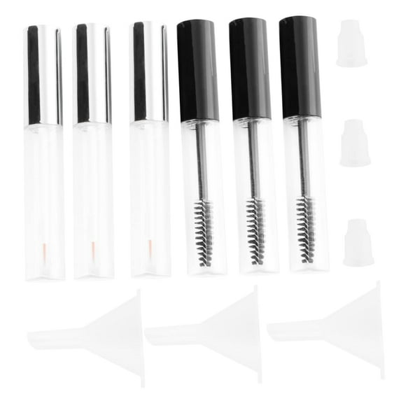 3pcs Clear Mascara for Eyelashes Glass Containers Clear Container Mascara Tube with Wand Plastic Mascara Tube Eyeliner Container Funnel Eyelash Brush Castor Oil Eyelash Brush Tube