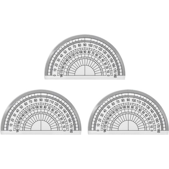 3pcs Clear Plastic Protractor 180 Degrees 4 Inches for Angle Measurement Student Math Classroom School Office Teachers