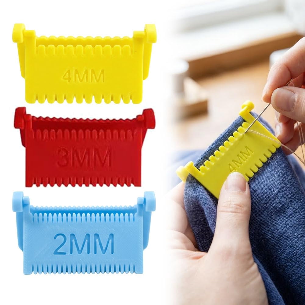 Even Ruler 3pcs Clip-On Sewing Ruler, Hand Edge Stitch Lock and Sewing Gauge for ...