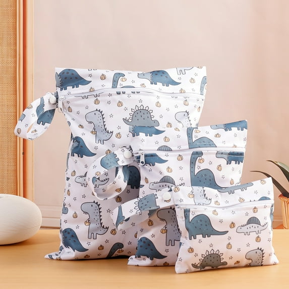 3pcs Cloth Diaper Wet Dry Bags Waterproof Reusable with Two Zippered Pockets Travel Beach Pool Daycare Soiled Baby Items Yoga Gym Bag for Swimsuits or Wet Clothes