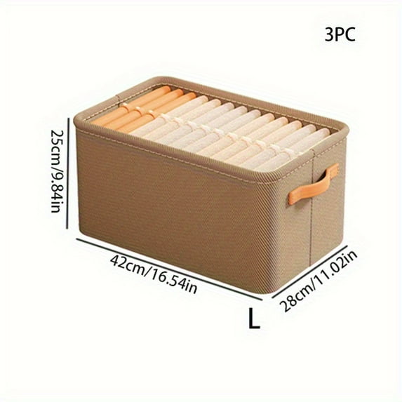 3pcs Clothes Storage Box Thickened Storage Basket Clothes Pants Storage Box Household Dormitory Wardrobe Storage Organizer Box Foldable
