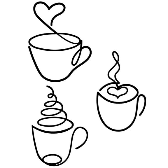 3pcs Coffee Cup Metal Wall Art Wire Coffee Bar Hanging Decor Cafe Themed Vintage Rustic Metal Sign for Kitchen Restaurant Shop Home Office Accessories