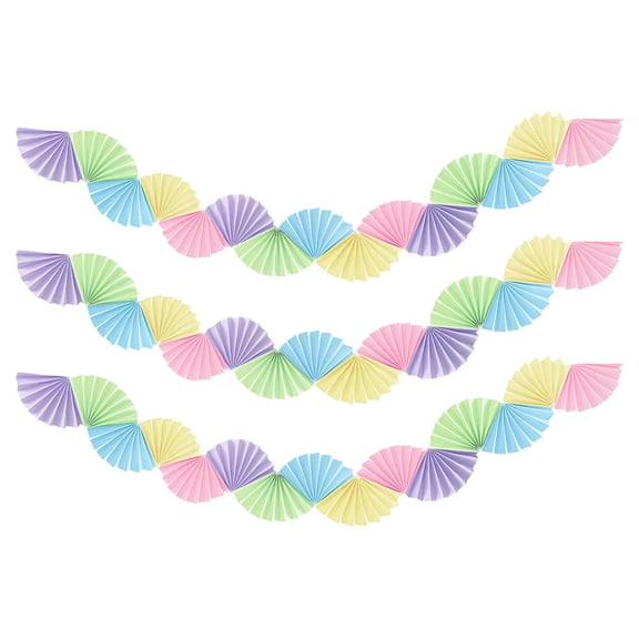 3pcs Colorful Wedding Party Supplies Eye Catching Birthday Parties Pull Flags Stylish Paper Fan Banners Accessories