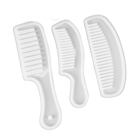3pcs Comb Silicone Molds Translucent Wide Tooth Hair Comb Molds Set for DIY Hairdressing Styling Tools