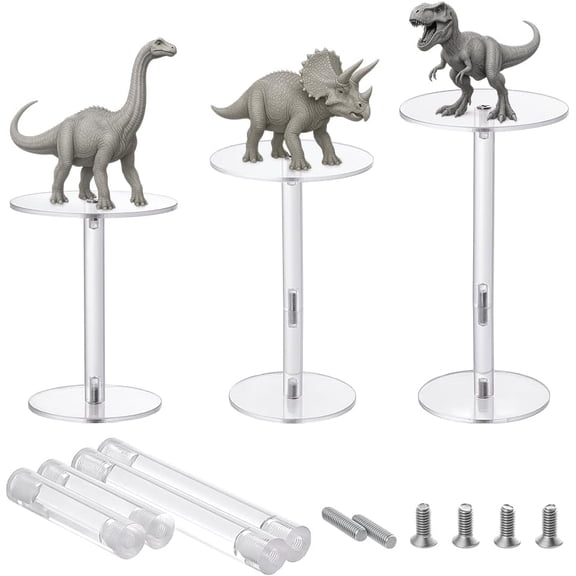 3pcs Combat Risers for Flying Miniatures 2.5 inch 3 inch Clear Round Acrylic Display Stand Adjustable Height Multi-Tiered Raised Platforms fpr Display Tabletop Board Game Cake Making DIY