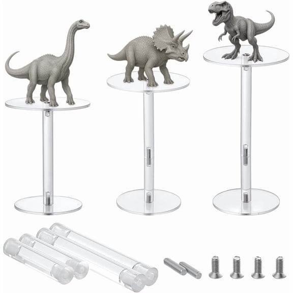 3pcs Combat Risers for Flying Miniatures 2.5 inch 3 inch Clear Round Acrylic Display Stand Adjustable Height Multi-Tiered Raised Platforms fpr Display Tabletop Board Game Cake Making DIY