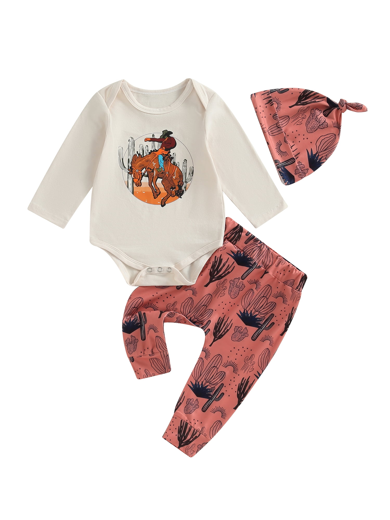Baby Boy All Over Popcorn Cactus and Letter Print Short-sleeve Romper