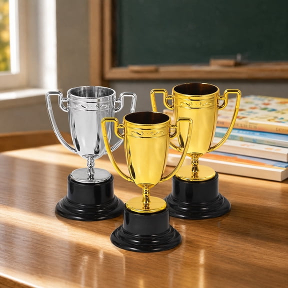 3pcs Portable Plastic Competition Trophies Set - Award Props for Sports, Events, and Achievement Recognition