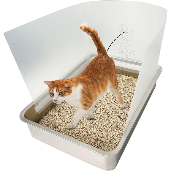 3pcs Connectable Cat Litter Box Pee Shield Litter Pan Shield Splash Guard | Transparent High Side Anti-Splashing, Easy Cleaning for Open Top Litter Pan