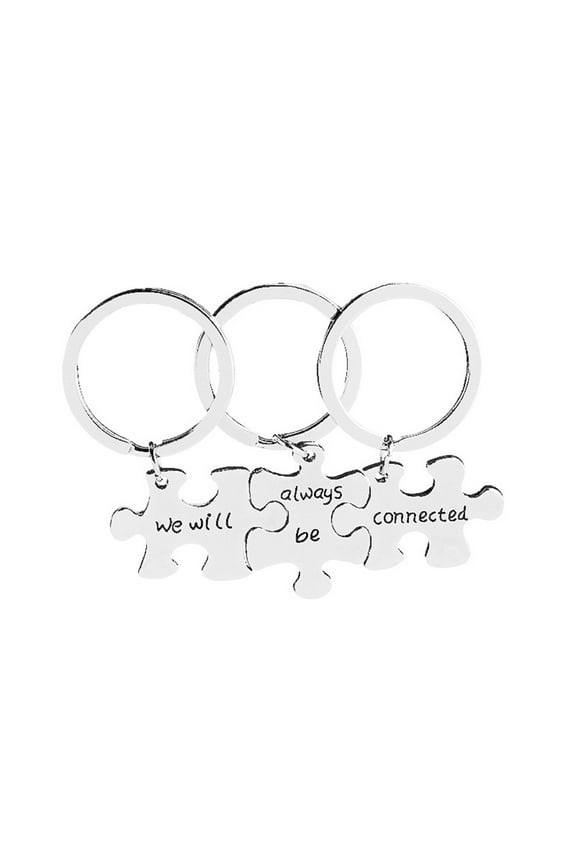 3pcs Best Friend Puzzle Keychain Set - We Will Always Be Connected Keyring Jewelry for Teens, Couples, , Distance