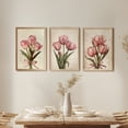 thumbnail image 1 of 3pcs Contemporary Canvas Wall Art Prints, Pink Tulips with Bow, Frameless Hanging Decor, for Living Room, Bedroom, Office, Home Decoration Gift, 1 of 4