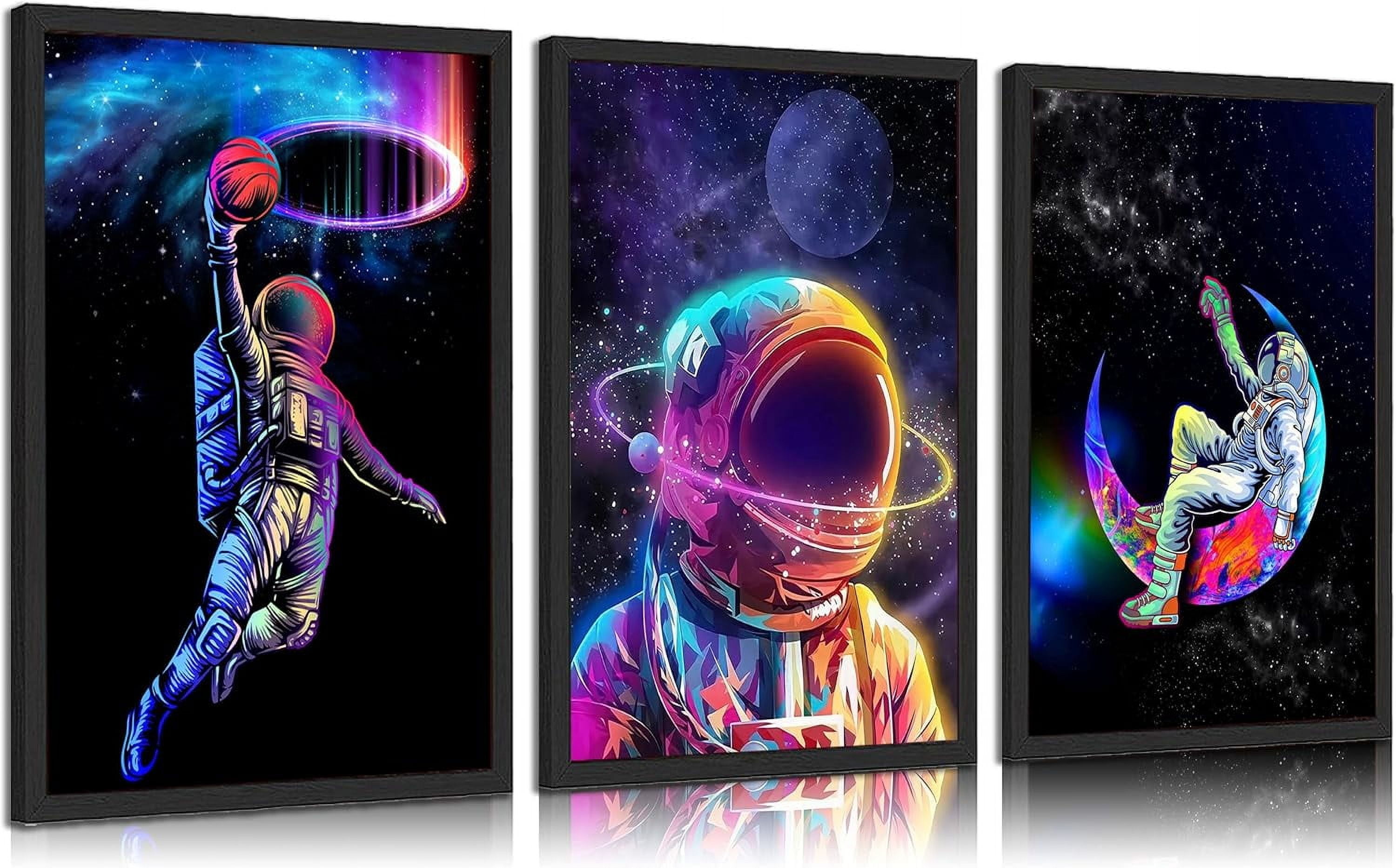 3pcs Cool Astronaut Canvas Wall Art Universe Space Boy Pictures Funny ...
