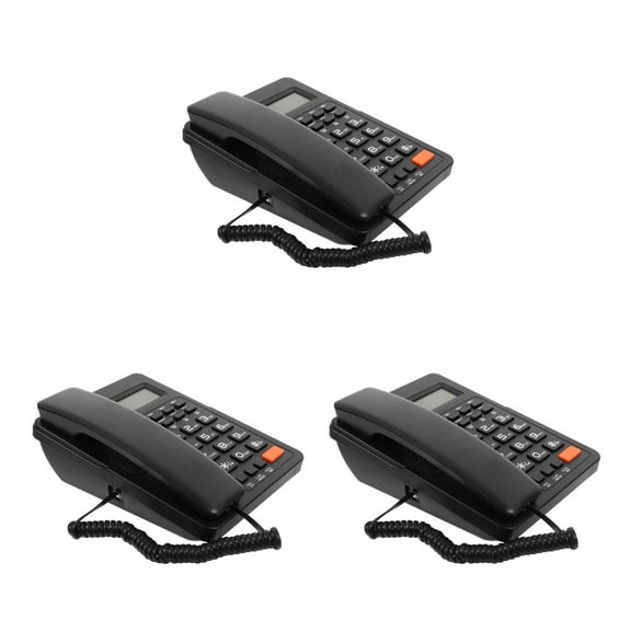 3pcs Corded Basic Landline Phone, Simple Caller ID Telephone with LCD Incoming Display for Home Office