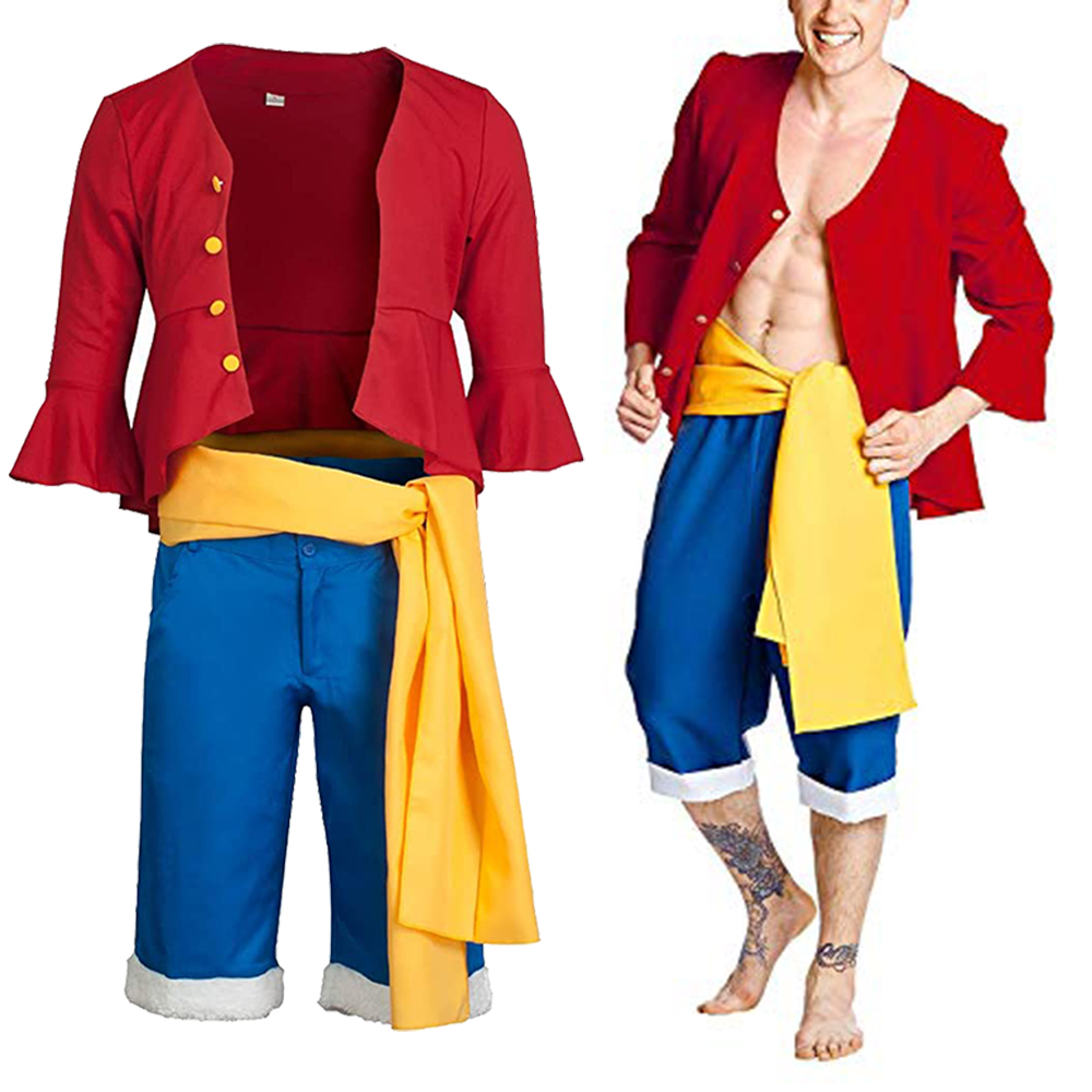 3pcs Cosplay Luffy Costume Anime Clothing Pirate One Piece Cosplay