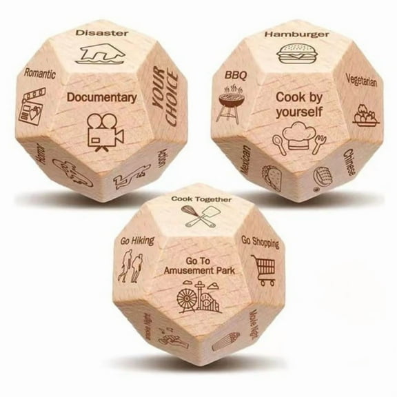 3pcs Couples' Decision Dice Set - Perfect For Date Night, Food & Movie Ideas - Ideal Gift For Boyfriend, Girlfriend, Husband, Wife On Christmas, Birthday, Valentine's Day