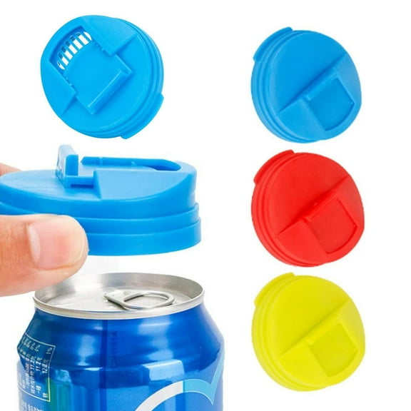3pcs Creative Beverage Can Lid Covers - Reusable Soda Tops with Sealing Capability for Freshness Protection and Spill Prevention - for Travel and Outdoor Use Red