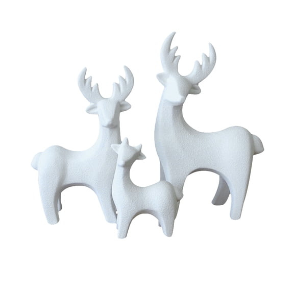 Minkissy Ceramic Deer Figurines White Rustic Charm for Home Decoration 3Pcs
