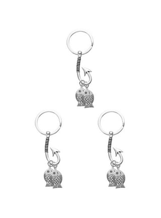 Father's Day Keychain Alloy Fishhook Keychain Ornament Creative Fish  Hanging Key Rings 