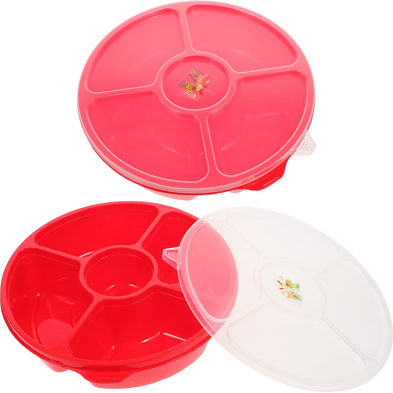 Tray Random 3pcs Creative Plastic Multi Sectional Snack Serving Tray Set with Lid ...