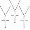 thumbnail image 1 of 3pcs Cross Necklace, 25 Stainless Steel Mens Cross Pendant Chain Necklace for Men Women Catholic & Christian Religious Jewelry Gift, 1 of 9