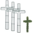 thumbnail image 1 of RENACLIPY Wire Cross Wreath Set of 3 Green Simple Design Christmas Decorations for Home Business Holiday Display, 1 of 6