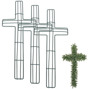 3pcs Cross Shaped Metal Wire Wreath Frame Religious Church Themed Wreath Frame