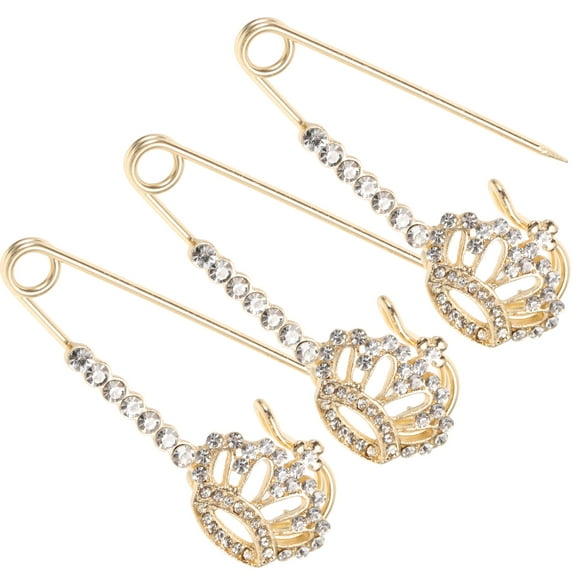 3pcs Safety Pins Set Rhinestone Cardigan Clips Shawl Brooches for Women Fashion Collar Accessories
