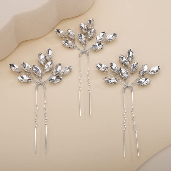 3pcs Crystal Bride Wedding Hair Pins Rhinstones Bridal Hair Accessories Head Piece for Women