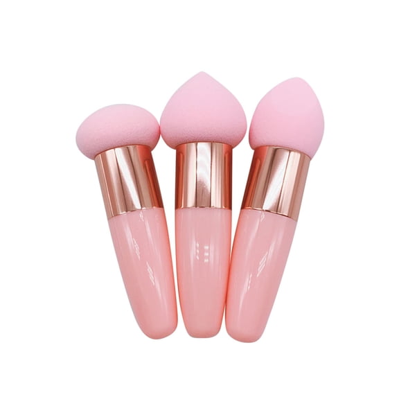 3pcs Cut Stick Powder Puff with Handle Makeup Egg Sponge for Foundation Pressed Powder Concealer
