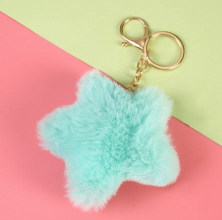 Pompom Bear Keychain - Etsy White Bear Pom Pom Keychain with Multicolor Stars display picture 1