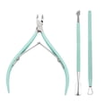 thumbnail image 1 of 3pcs Cuticle Nipper with Cuticle Pusher Stainless Steel Cuticle Remover and Cutter Beauty Tool for Fingernails and Toenails Manicure Tool Kit (Green) (GREEN), 1 of 5
