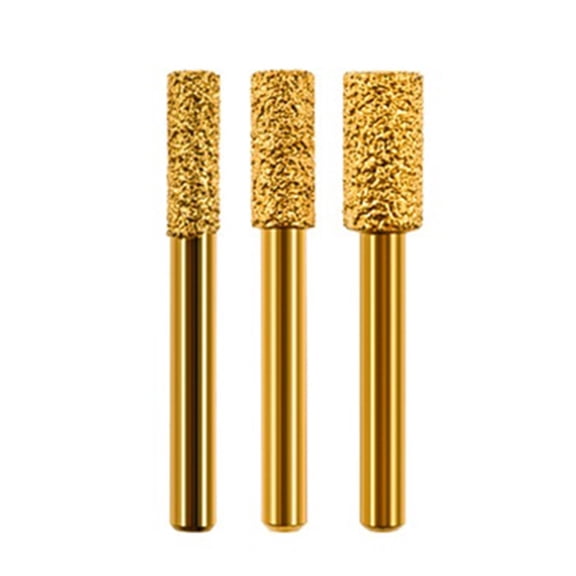 3pcs Cylinder Type Vacuum Brazed Diamond Burr Head Grinding Rotary File ForStone
