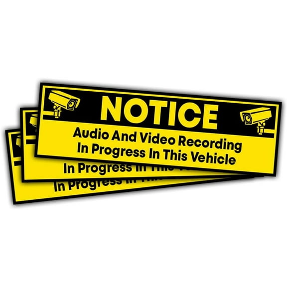 (3pcs) Dash Cam Sticker Dash Cam Recording Stickers, Audio and Video Recording Sticker- Vinyl Stickers for Laptop Water Bottle Phone Car Window Helmet 3 inches (Yellow)