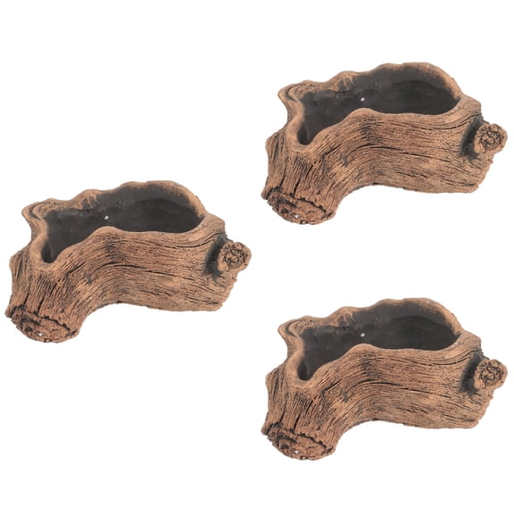 unbranded 3pcs Decorative Cement Planter Creative Tree Stump Modeling Planter Bonsai Pot Outdoor Indoor Flowerpot