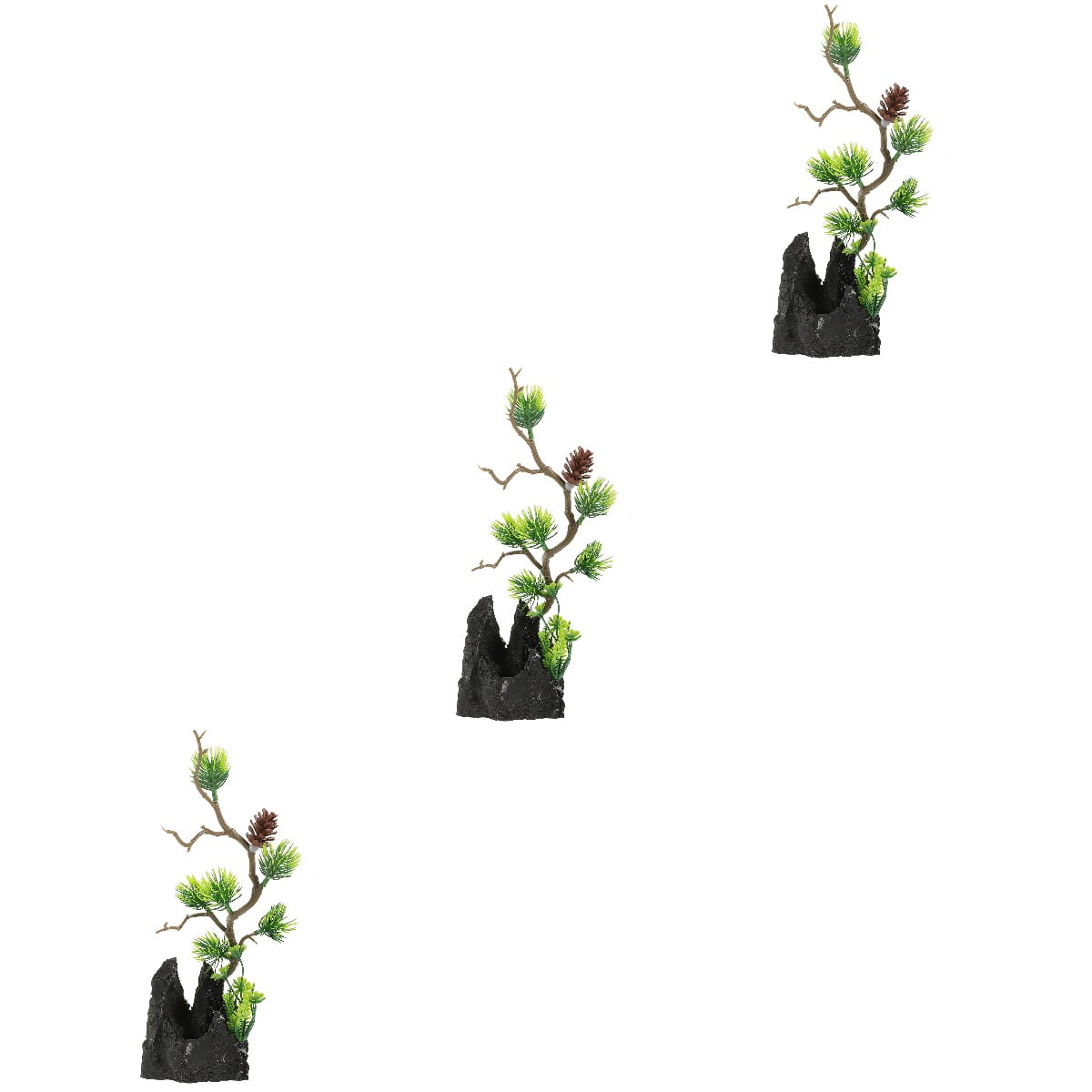 3pcs Decorative Faux Tiny Pine Tree Decor Sushi Plate Ornament Sashimi