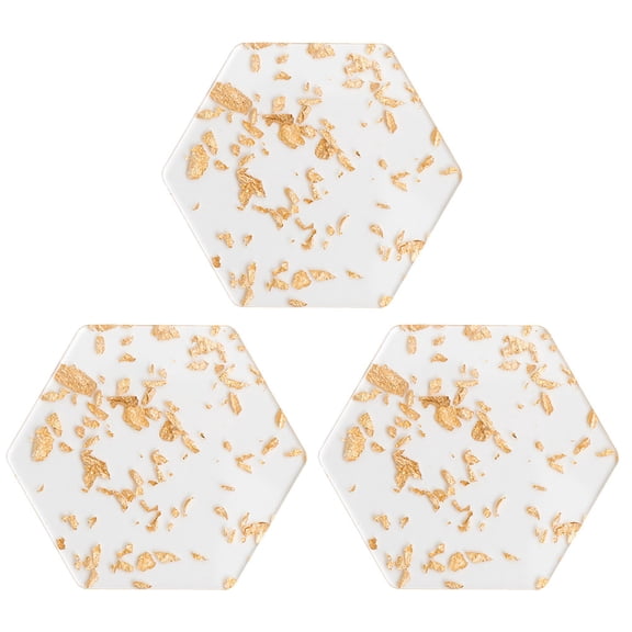 USHOBE 3Pcs Acrylic Hexagon Coaster Set for Drinks Nonslip and Condensation Protection