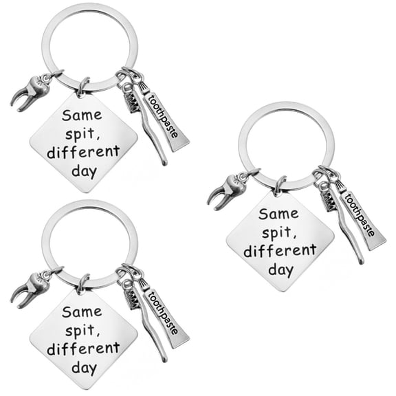 3pcs Stainless Steel Charm Keychains Set, Metal Pendant Keychain Accessories, Decorative for Bags and Keys