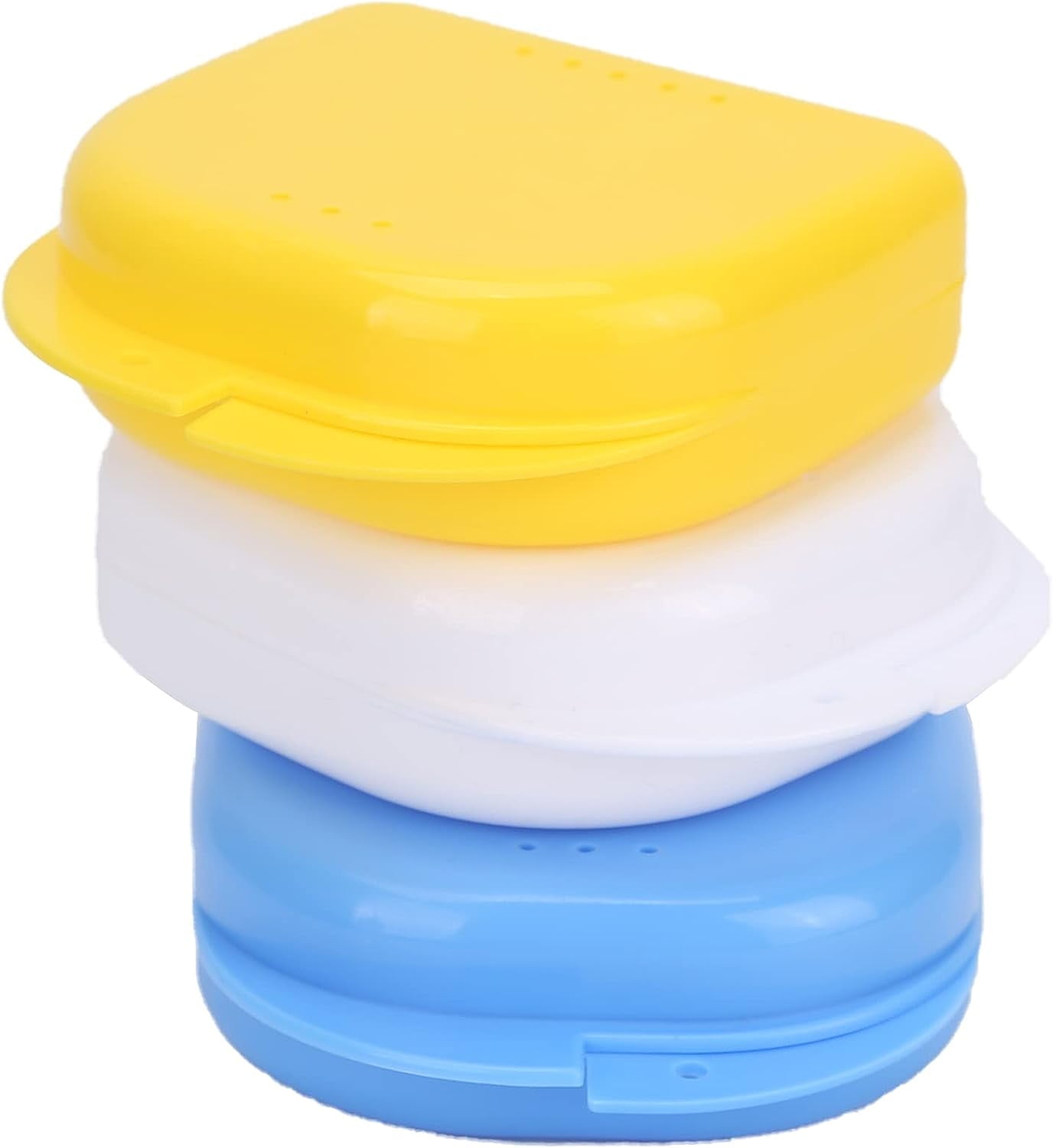 3pcs Denture Case, Dental HalfMouth Denture Box Storage Container, Orthodontic Retainer Case with Button Type Design