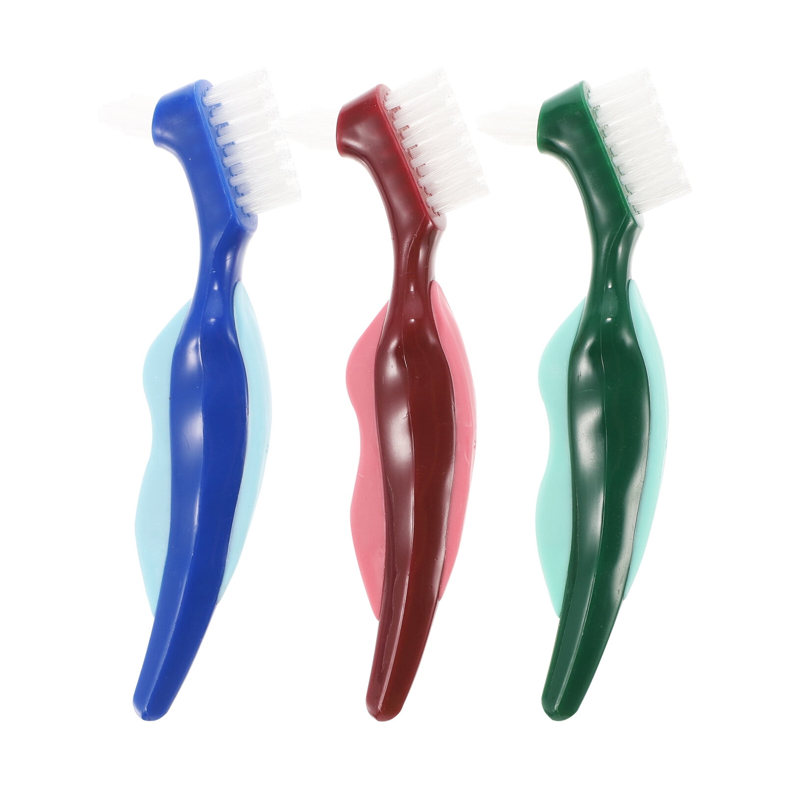 3pcs Denture Tooth Brushes Hard Bristle Brushes Double Head