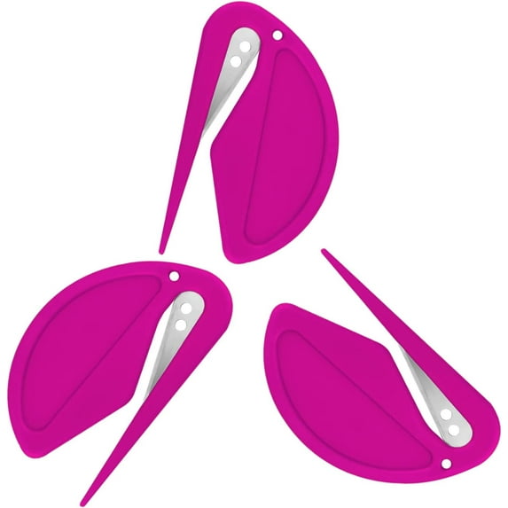 3pcs Desk Letter Openers, Plastic Envelope Opener Slitter Secure and Efficient Mail Opener Tool with Sharp Edges Envelope Slitter for Wrapping Mail and Paper Cutting(Rose Red)