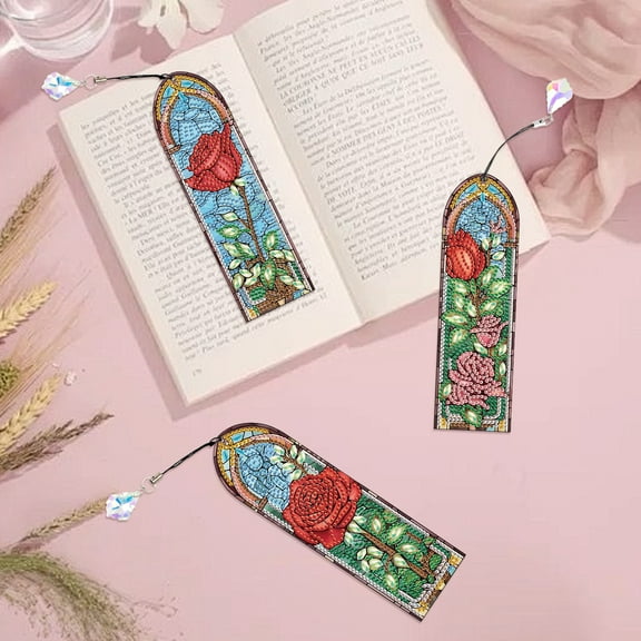 3pcs Diamond Art Painting Kit Bookmark Rose