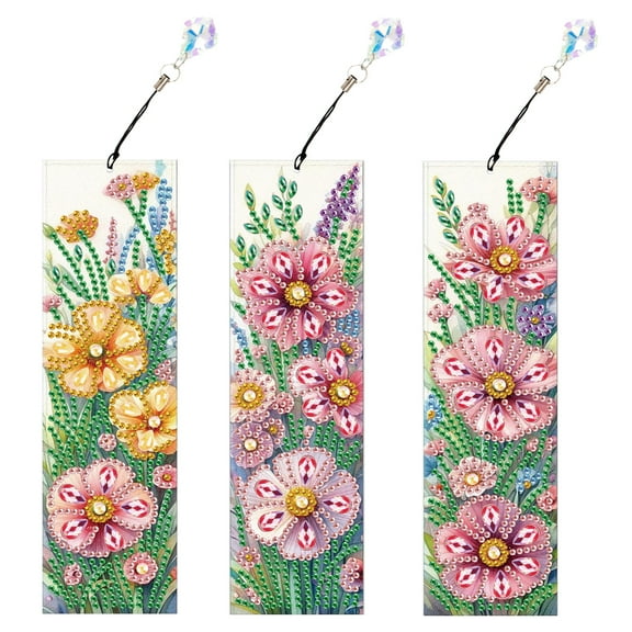 3pcs Diamond Art Painting Kit Bookmarks Small Flowers