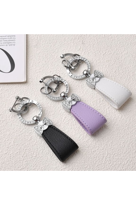 3pcs Diamond Bow Car Keychain Light Luxury Keyring Chain Simple and Stylish Muse Bag Pendant