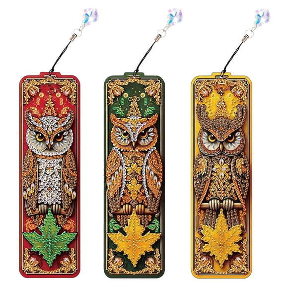 3pcs Diamond Painting Kit Bookmark 5D DIY Stylish Owl Special Pattern Shimmering Handmade Artwork For Book Lovers Perfect for Birthdays, Christmas, and Holidays