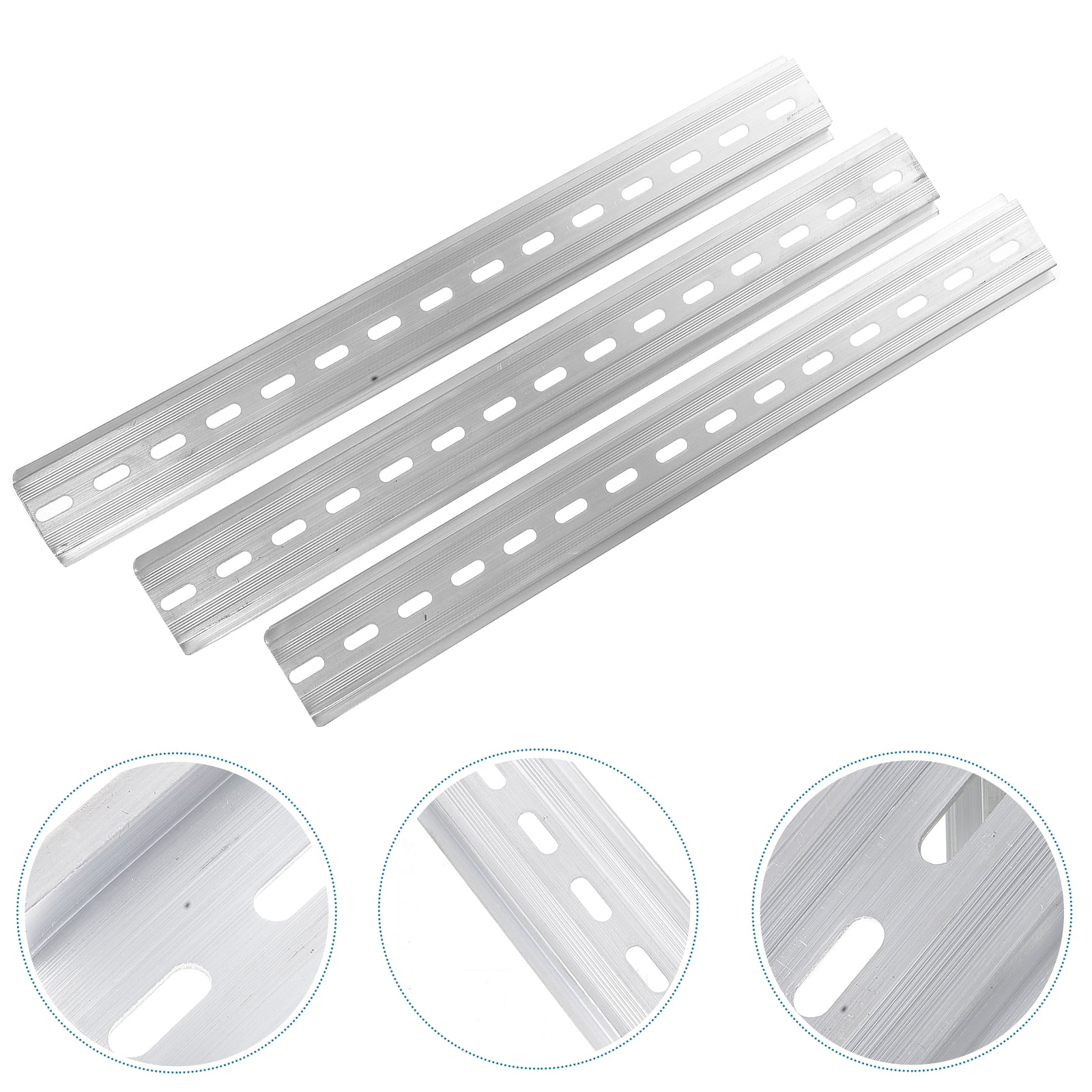 3-Pack Aluminum DIN Rail Set, 30cm Slotted Industrial Mounting Rails for Electrical Components and Automation