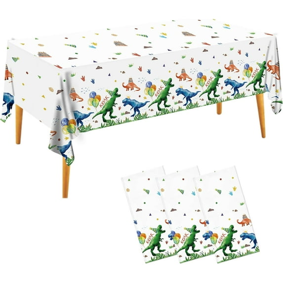3pcs Dinosaur Party Supplies Dinosaur Tablecloth Disposable Watercolor Dinosaur Birthday Table Cover Plastic Rectangular Table Cover for Boys Kids Birthday Party Decorations 54"x108"